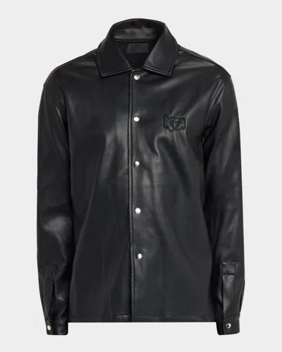 Rta Parlan Faux Leather Shacket In Black