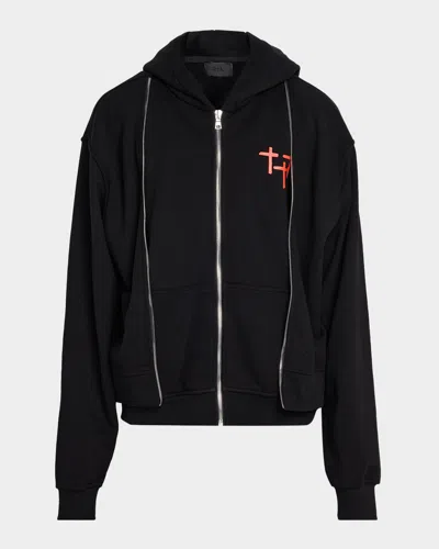 Rta Men & Apos;s Ren Planetary Layered Zip Hoodie In Black