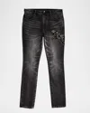 Rta Men's Bryant Chenille-logo Skinny Jeans In Black