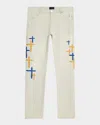 Rta Men's Bryant Embroidered Skinny Jeans In Neutral