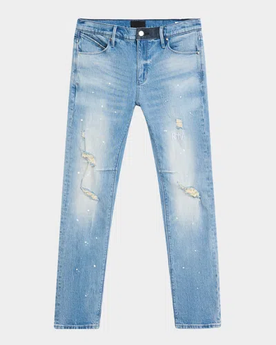 Rta Men's Clayton Painted Skinny Jeans In Med Bl Painted