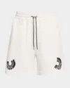 Rta Men's Clyde Cotton Shorts In White Wheel Spin