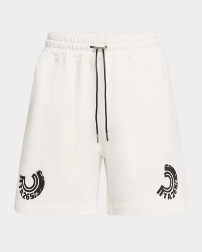 Rta Men's Clyde Cotton Shorts In White Wheel Spin