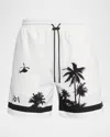 Rta Regular Fit Graphic Print Logo Shorts In White