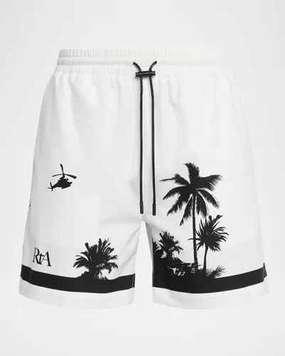 Rta Men's Clyde Palms Drawstring Shorts In White