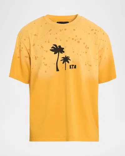Rta Men's Colin Degrade Palm Logo Graphic T-shirt In Yellow