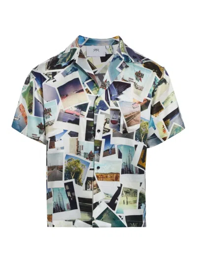 Rta Men's Collage Silk Camp Shirt In Photo Collage