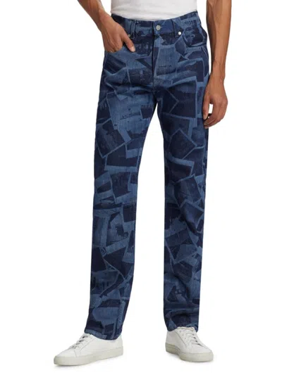 Rta Men's Collage Slim-fit Jeans In Indigo Photo Collage