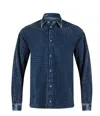Rta Men's Corduroy Shirt In Blue Distressed Maze In Blue