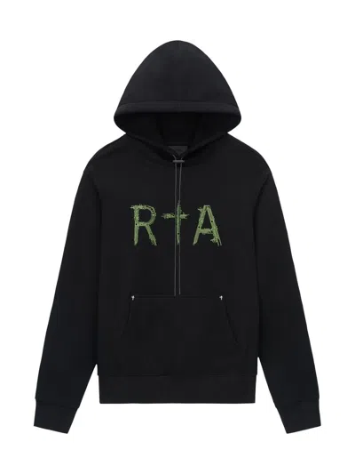 Rta Dion Oversize Black Circuit Logo Cotton Hoodie