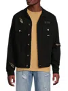 Rta Men's Distressed Denim Jacket In Black