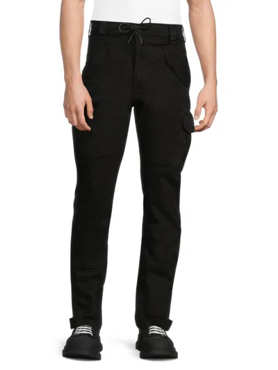 Rta Men's Drawstring Cargo Jeans In Black