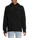 Rta Men's Drop-shoulder Eyelet Hoodie In Black
