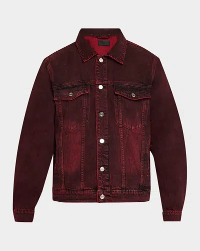 Rta Men's Elmer Grain Wash Denim Jacket In Red Grain
