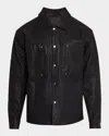 Rta Men's Fisher Faux-leather Button-down Shirt In Black