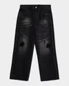 Rta Men's Franco Lost Frequencies Distressed Wide-leg Jeans In Black