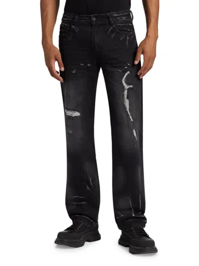 Rta Men's Jonas Worn-out Straight-leg Jeans In Worn Out Black
