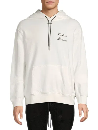 Rta Men's Logo Cotton Hoodie In White