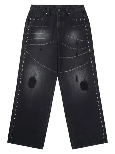 Rta Men's Lost Frequencies Franco Distressed Wide-leg Jeans In Black