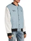 Rta Marty Broken Dreams Color Blocked Bomber Jacket In Blue And White Broken Dreams