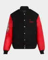 Rta Flame-logo Leather-sleeve Jacket In Black