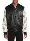 Rta Men's Mixed Media Biker Jacket In Black White