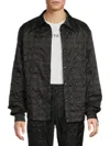 Rta Men's Monogram Textured Overshirt In Black