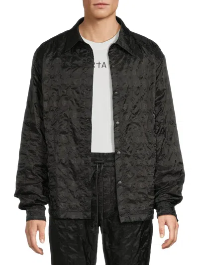 Rta Men's Monogram Textured Overshirt In Black