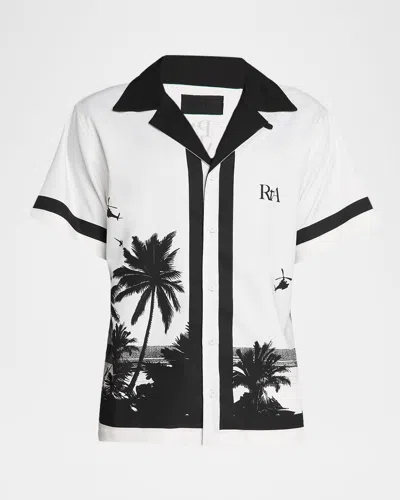 Rta Men's Nathan Palms Camp Shirt In White