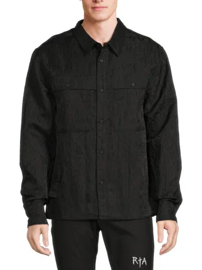 Rta Men's Oversized Utility Button Down Shirt In Black