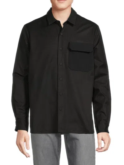 Rta Men's Pello Flap Pocket Shirt Jacket In Black