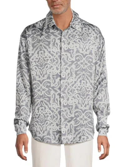 Rta Men's Printed Shirt In Gray