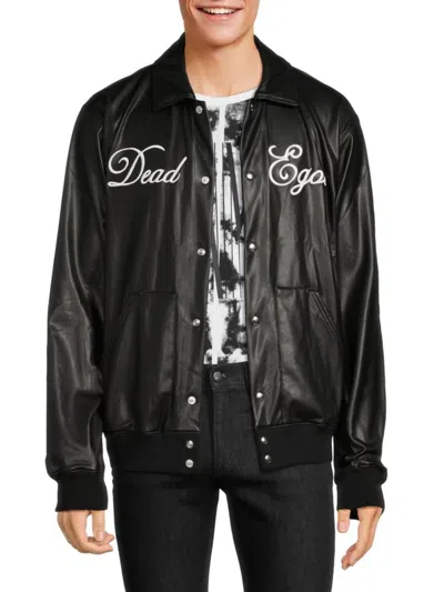 Rta Men's Regan Embroidery Faux Leather Biker Jacket In Black | ModeSens