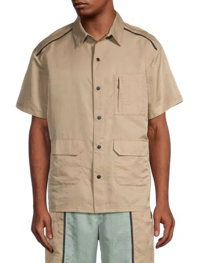 Rta Men's Short-sleeve Utility Shirt In Tan