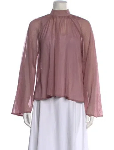 Pre-owned Rta Mock Neck Long Sleeve Blouse In Pink