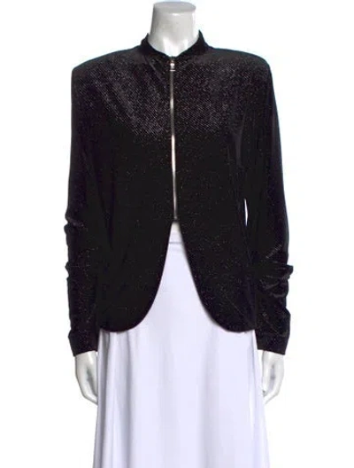 Pre-owned Rta Mock Neck Long Sleeve Button-up Top In Black