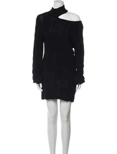 Pre-owned Rta Mock Neck Mini Dress In Black