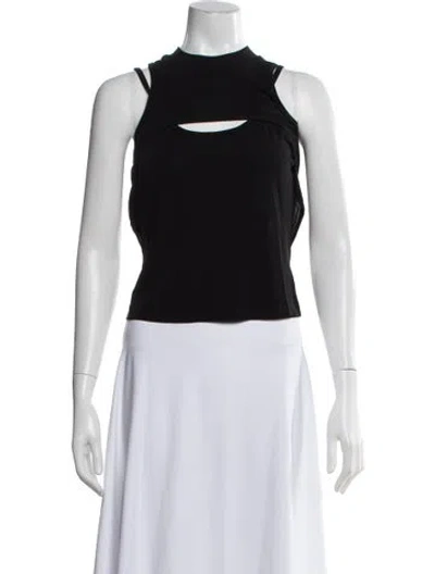 Pre-owned Rta Mock Neck Sleeveless Crop Top W/ Tags In Black