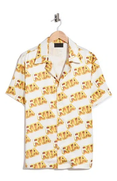 Rta Nathan Logo Print Camp Shirt In Neutral