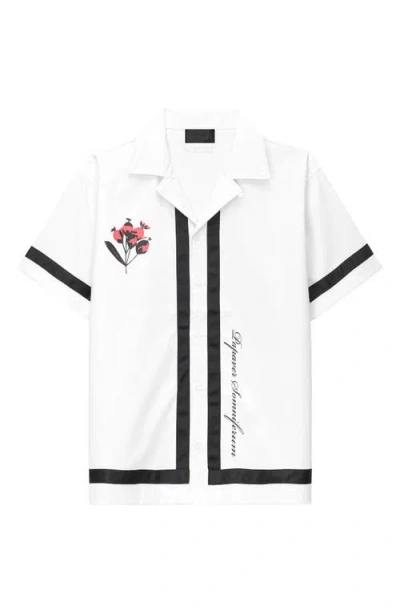 Rta Nathan Poppy Graphic Oversized Button-up Camp Shirt In White
