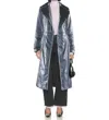 Rta Nylon Trench Coat In Slate Blue In Blue