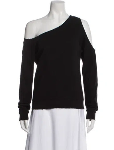 Pre-owned Rta Off-the-shoulder Long Sleeve Sweatshirt In Black