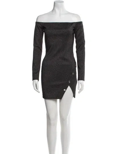 Pre-owned Rta Off-the-shoulder Mini Dress In Gray