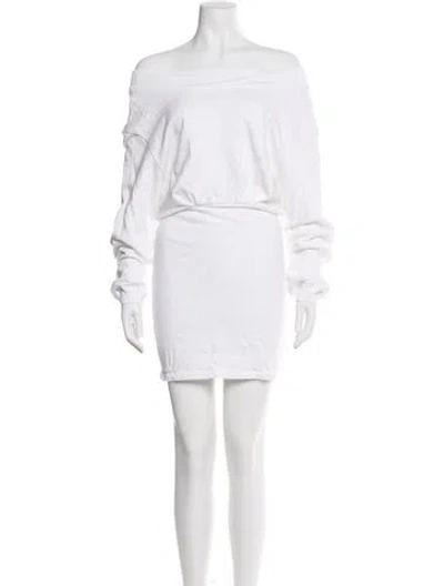 Pre-owned Rta Off-the-shoulder Mini Dress In Neutral