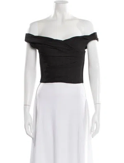 Pre-owned Rta Off-the-shoulder Short Sleeve Crop Top W/ Tags In Black