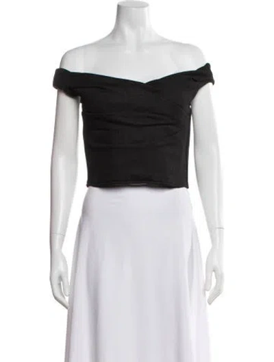 Pre-owned Rta Off-the-shoulder Short Sleeve Crop Top W/ Tags In Black