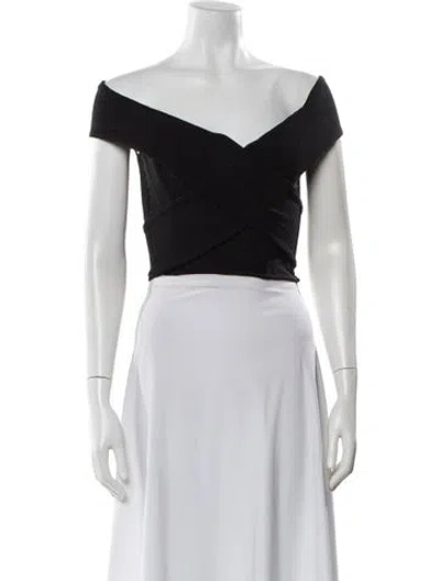 Pre-owned Rta Off-the-shoulder Short Sleeve Crop Top W/ Tags In Black