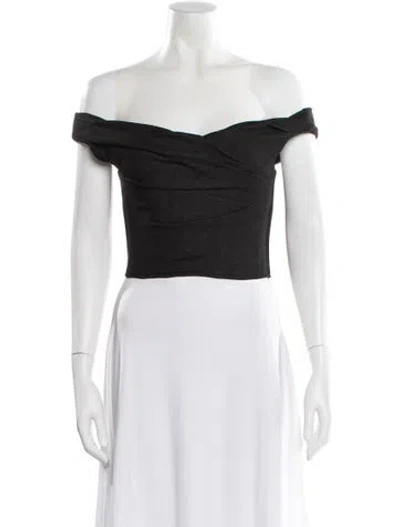 Pre-owned Rta Off-the-shoulder Short Sleeve Crop Top W/ Tags In Black