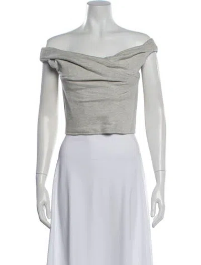 Pre-owned Rta Off-the-shoulder Sleeveless Crop Top In Neutral