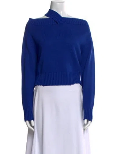 Pre-owned Rta One-shoulder Long Sleeve Crop Top In Blue